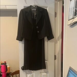 Tahari Charcoal Pinstripe Blazer and Dress Ensemble